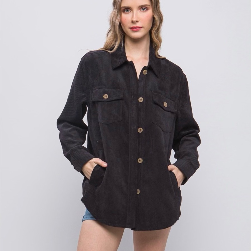 New Black Corduroy Shacket. Small/Medium/Large